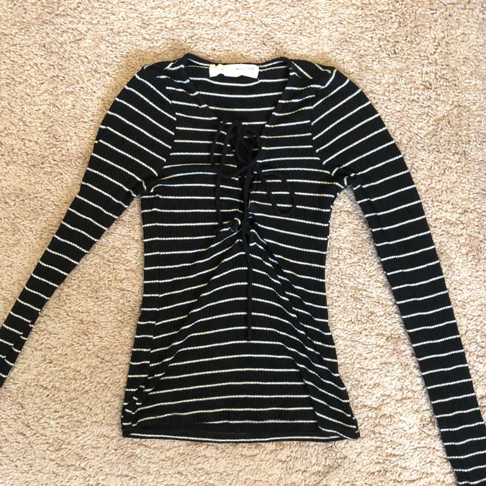 Longsleeve Stripped Criss Cross Knit